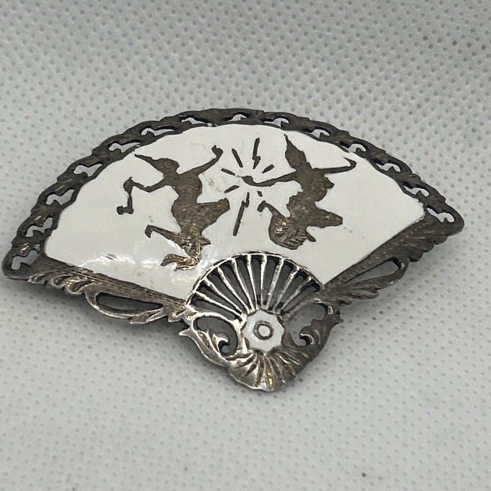 Vintage Thai Mekkla Godess Of Lightning Sterling Silver Siam Enamel Brooch 925